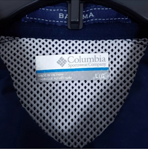 Columbia PFG Omni-Shade Bahama Mens Shirt L Button Down Long Sleeve Blue 128A - Picture 4 of 5